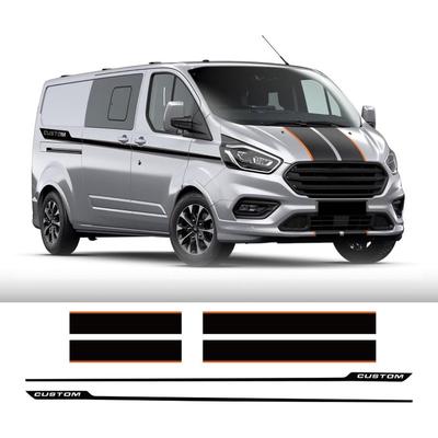 6Pcs/Lot Car Hood Side Rear Door Stickers Custom Camper Van Sport Vinyl Decals,Fit for Ford Transit Tourneo Auto Accessories