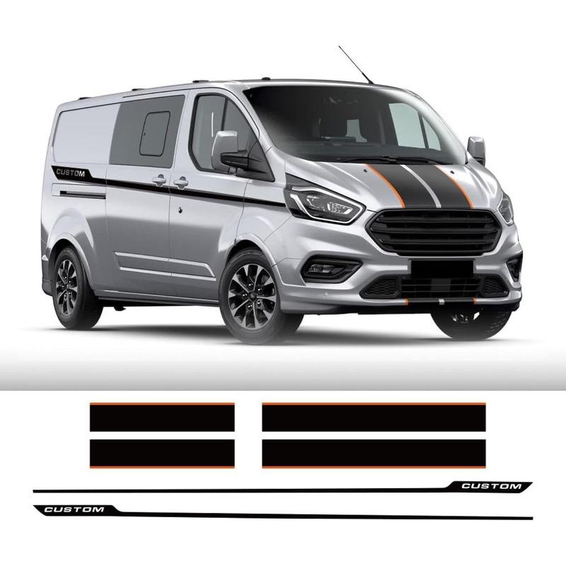 6 Stück/Los Auto Motorhaube Seite Hintertür Aufkleber Benutzerdefinierte Wohnmobil Sport Vinyl Abziehbilder, Passend für Ford Transit Tourneo Auto Zubehör