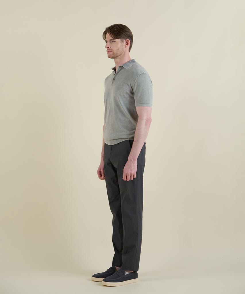 PANICALE Gray Vintage Washed Polo Knit
