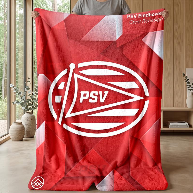 PSV Eindhoven FC Coperta Morbida in Pile di Flanella Leggera Accogliente Calda Coperta da Divano Letto Decorazione per la Casa