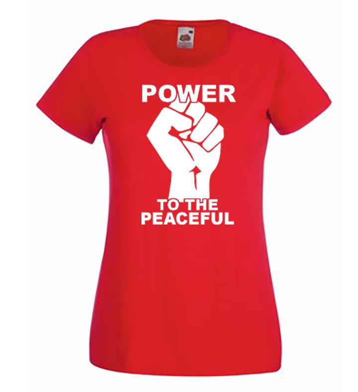 Unisexs Power Peaceful Fist Rebellion Protest Extinction Lady Fit Red TShirt 2XL