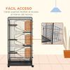 6-Level Rodent Cage with Wheels, Platforms, Removable Tray, Feeder and Waterer, 61.5x44x131 cm, Black