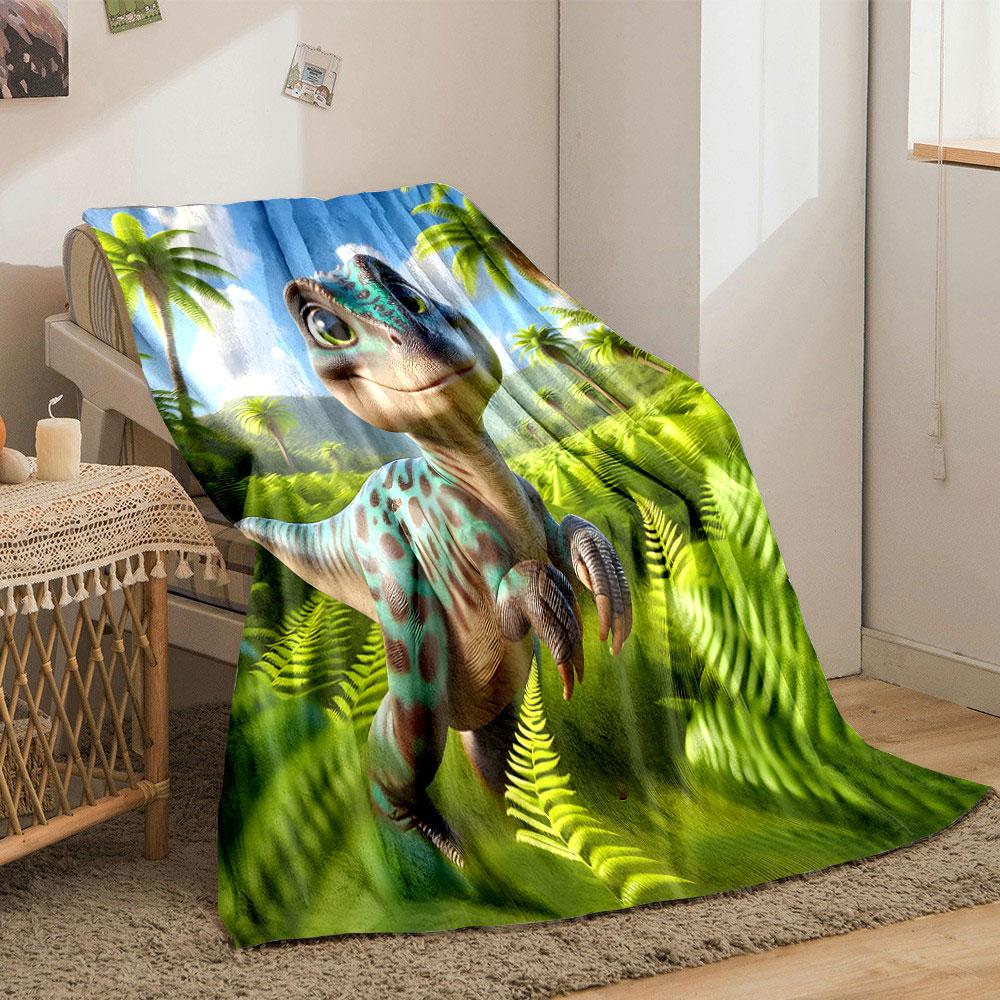 Cute Dinosaur in Tropical Paradise print blanket soft and cozy perfect for the living room bed sofa or a nap,gift