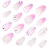 Almond Press On Nail Glossy Fake Nail Stick On Nail In 12 Sizes,24Pcs French Nail Tips for DIY Nail Art Decorations