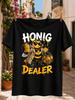 Honig Dealer Biker Bee Yellow Gangster Cartoon Tee With A Bee With Detective Styling Holding Pure Unisex All Tshirt