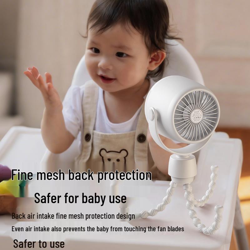 Portable Octopus Aroma Night Light Fan – USB, Silent, Automatic Head Shaking, Anti-Pinch, Outdoor Stroller Use