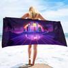 Custom Synthwave Beach Towel Retro Car Palm Tree Microfiber Sand Free Quick Dry Soft Travel Pool Accessory