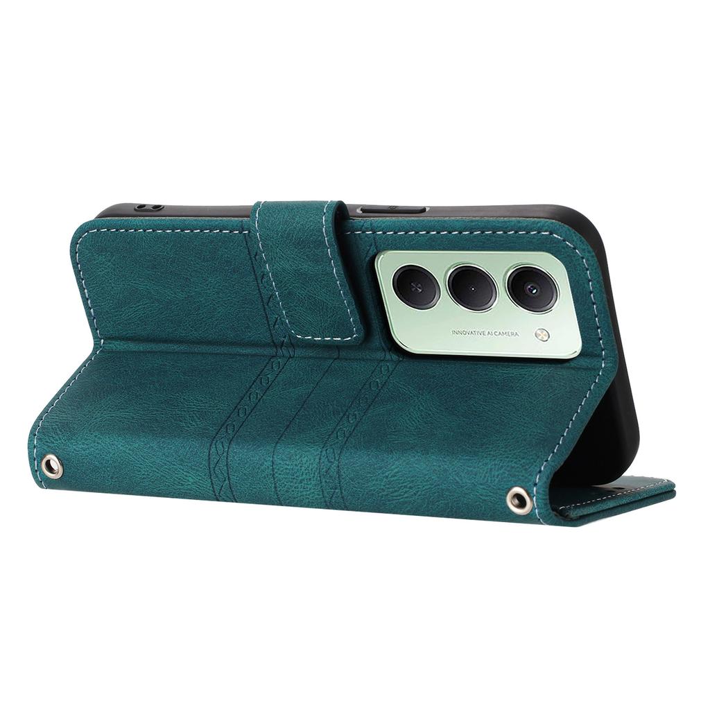 Für Xiaomi Redmi 15 4G (EU) (171mm) Hülle Brieftasche Skin-Touch Leder Geprägte Handyhülle mit Handschlaufe