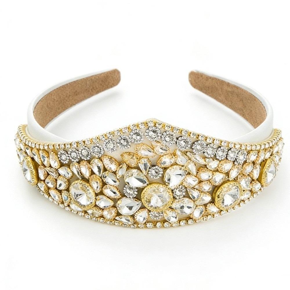 Shiny Rhinestone Headband Wide Brim Baroque Headdress Bling Bling Women Hair Hoop  Wedding