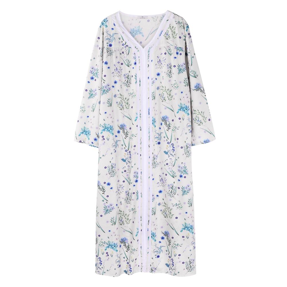 Dámská noční košile s dlouhým rukávem a potiskem