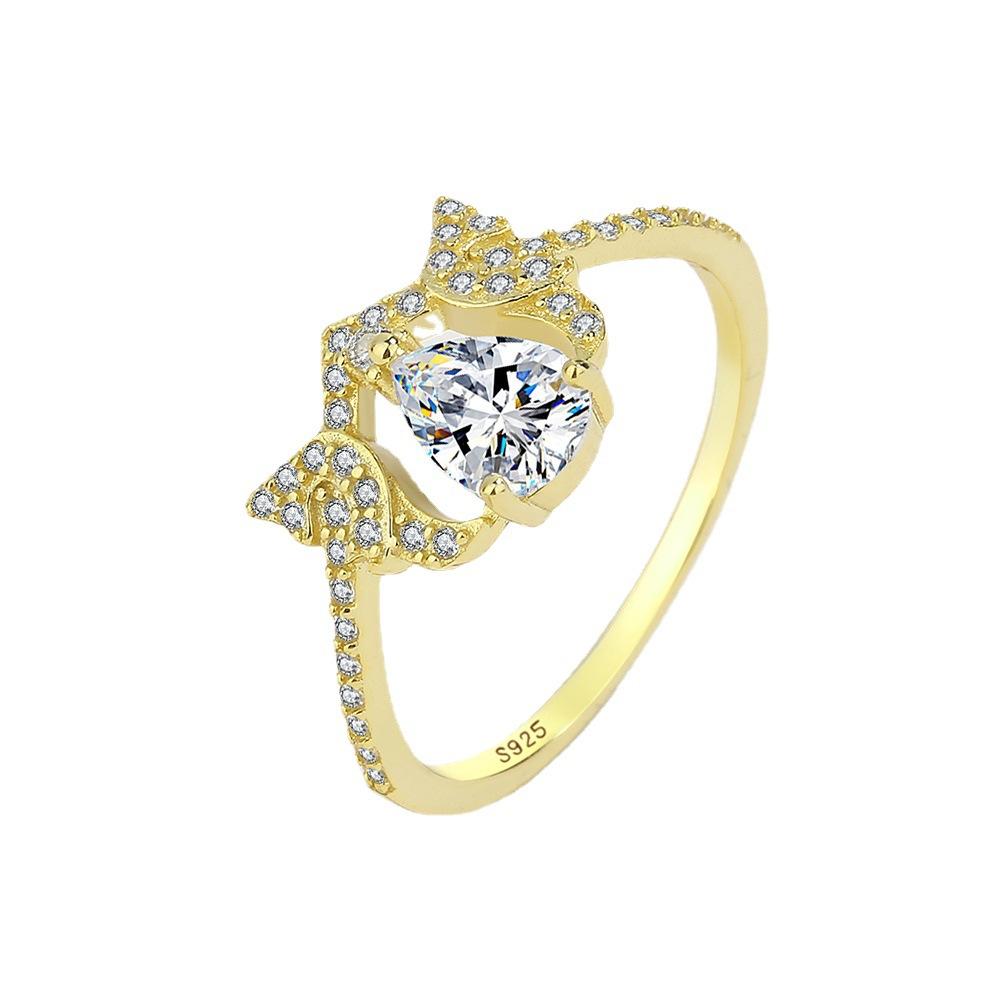 

POMOiii S925 Silver Hundred Match Light Роскошное кольцо с бриллиантами Женское кольцо с закрытым ртом и позолотой 14 карат