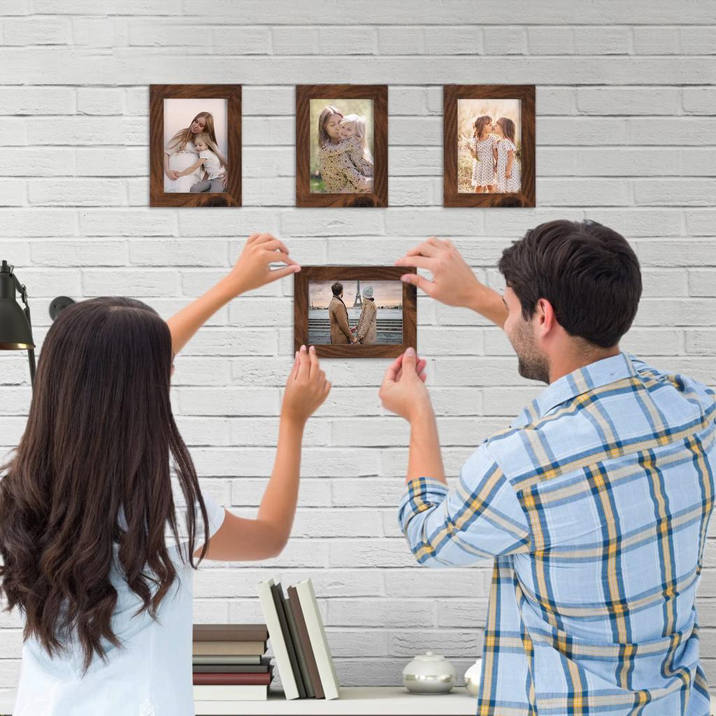 Wtrgas Photo Large Wood Wall Set of 89x127mm Frame, Size, Grain, Mount, Tabletop, Brown, 12,