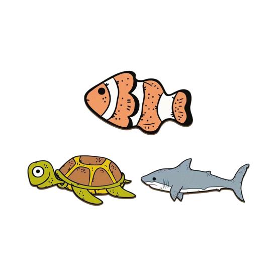 3 Pcs Wooden Ocean Shark Sea Turtle Wall Art Vintage Fish Wall Decor