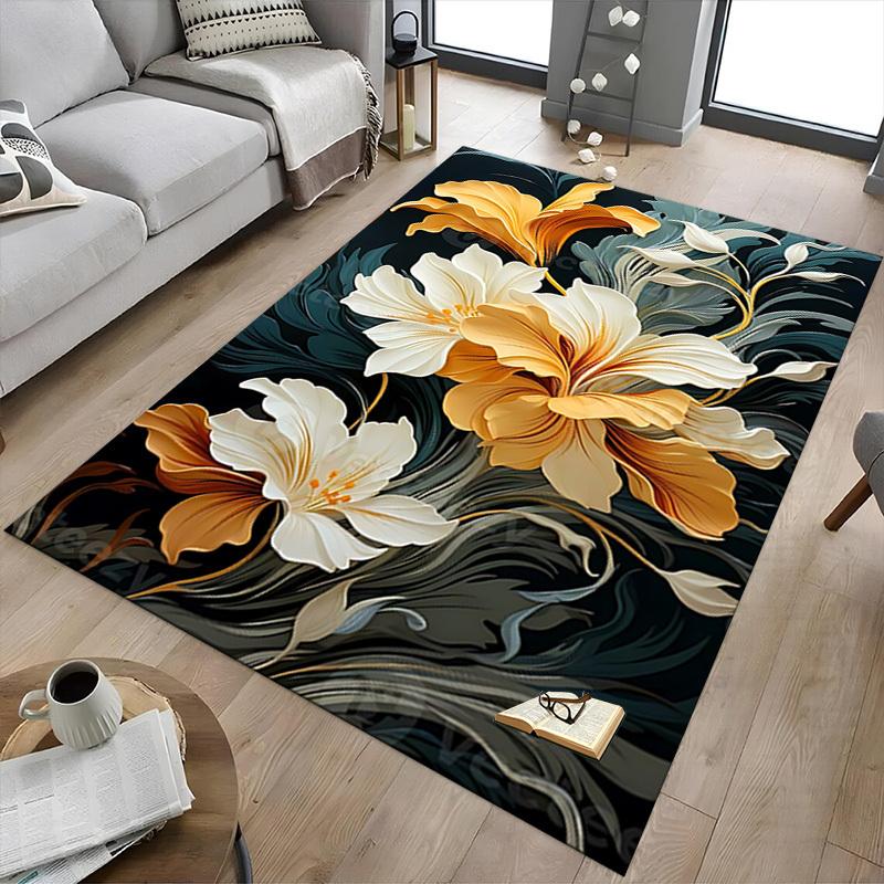 1 ks Koberec s květinovým vzorem, Ultra měkký, Silný a savý, Protiskluzová podložka omyvatelná v pračce pro předsíň