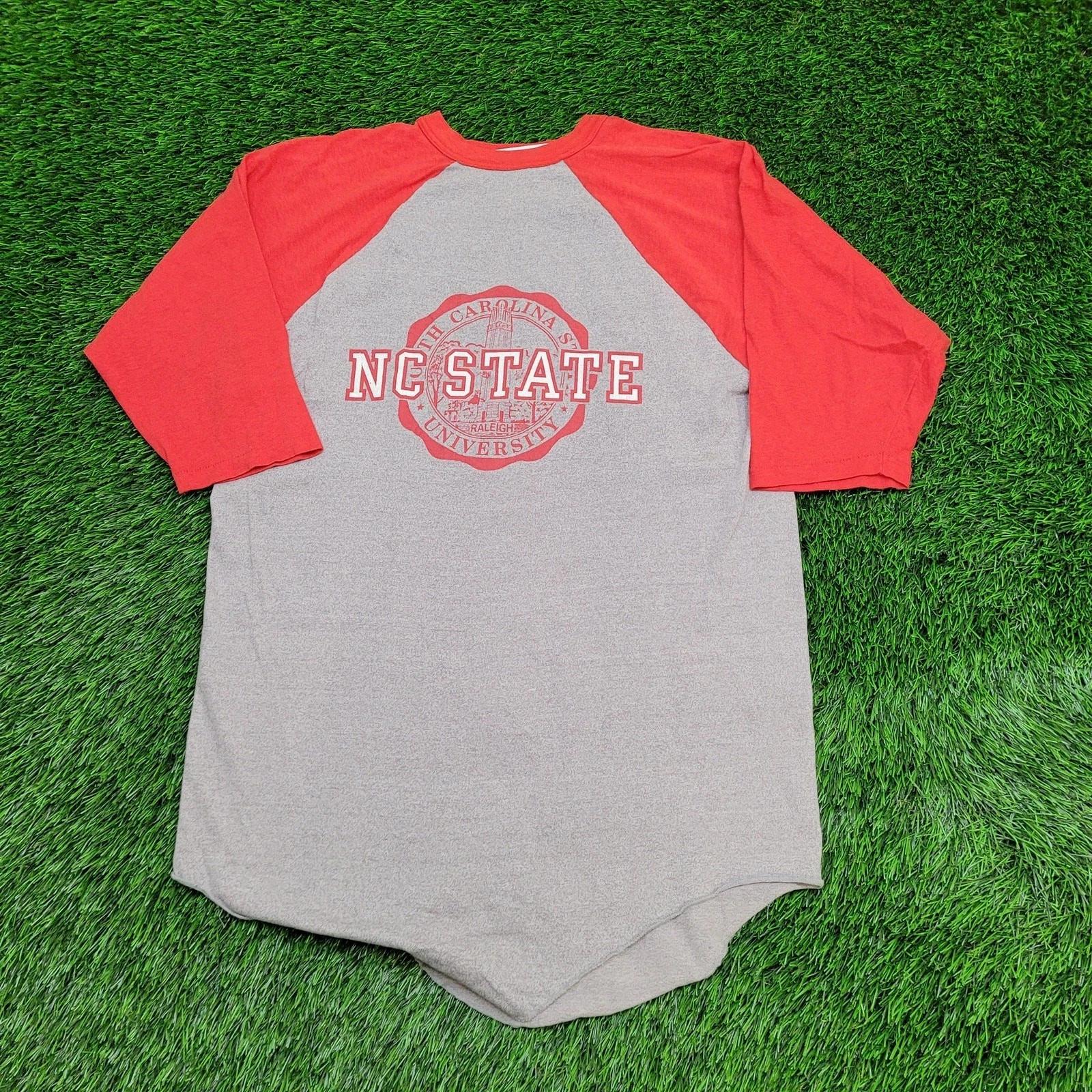 Vintage NC State Wolfpack Baseball Tee Shirt M/L 19x29 USA 3/4 Sleeve Raglan S