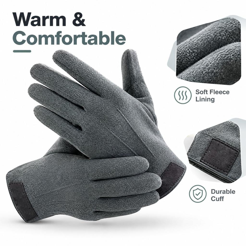 Men's Winter Thermal Gloves Thickened Wind Heated Touchscreen Gloves for Cycling Driving Outdoor Cold