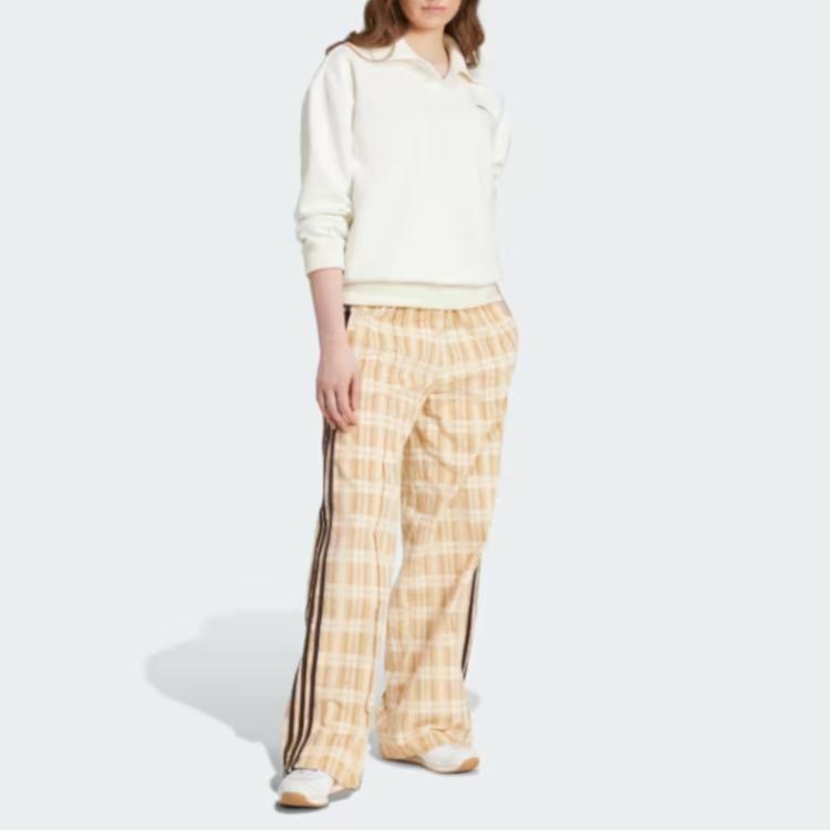 Adidas Originale Bequeme Lockere Plüsch Karierte Freizeit Hose Damen Hose Phantom-Beige IX1055