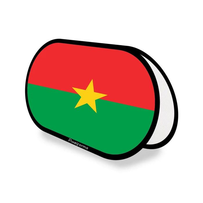 Drapeau Ovale - Burkina Faso - 70 x 120 cm - Polyester - Impression recto/verso - Pliable rétractable