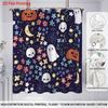 1Pc Halloween Colored Ghost Print Waterproof Shower Curtain Bathroom Partition Privacy Multiple Sizes 12 Hooks Easy To Install