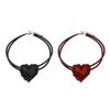 Elegant PU Leather Heart Pendant Necklace Handmade Choker Adjustable Length Clavicle Chain Jewelry for Women Girls