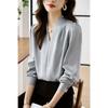 Design Sense Simple Shirt Women's Spring and Autumn Temperament Collar Sense Light Ripe Chiffon Shirt Top French Gentle