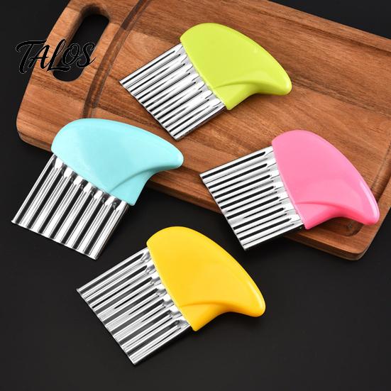 Kitchen Gadget for Vegetables Stainless Steel Potato Cutter, Wavy Blade French Fry Slicer, Manual Durable Food Slicer Tool Energy Saving Chopper