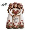 Socha sesterské lásky Socha Sestry navždy Ručně vyráběná pryskyřičná socha se 2 figurkami zdobenými květinami 3 4 Sestřičky Dárky k přátelství pro