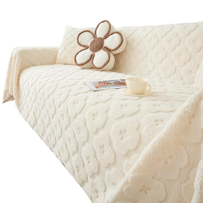 INS Style Simple Sofa Towel Rabbit Plush Autumn and Winter New Sofa Cover Cloth Dust-Proof All-Inclusive Universal Sofa Cover Blanket