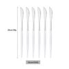 6Pcs White Silver Cutlery Set Stainless Steel Dinnerware Tableware Dessert Knife Forks Long Handle Spoon Coffee Spoons Flatware