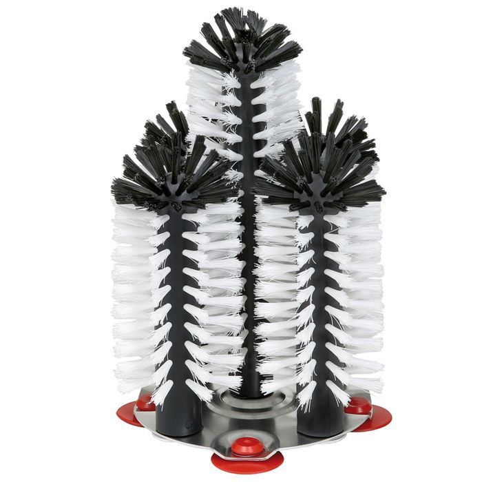 Lave verre brosse, Brosses de nettoyage pour verre - avec fond métallique, Delfin, 4 x 18 cm + 1 x 25 cm
