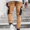 Cargo Pants Large Side Pockets Fine Texture Contrast Color Men Splicing Sports Trousers for Daily Life