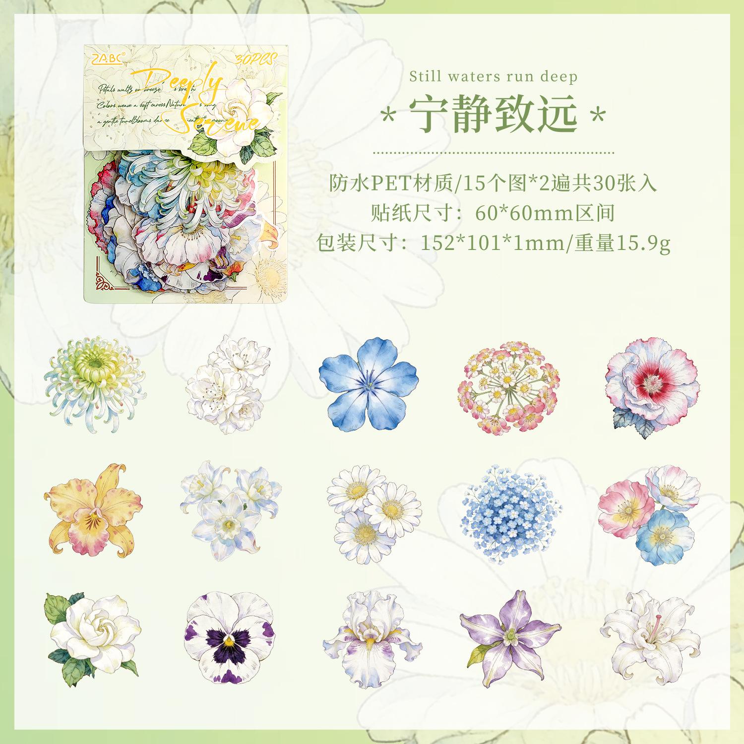 

JIAMEI 30pcs/pack Flower Dance Series Retro Ins Exquisite Flower PET Stickers DIY Diary Scrapbook Aesthetic Decoration Stickers