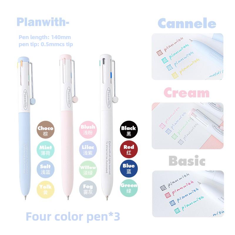 3/12 Color 3 in 1 Multi Functional Click Gel Pen Retractable Ballpoint Pen for Journal Writing Stationery School Office Supplies