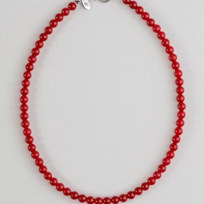 BICYCLE TROPHY BT Gemstone Necklace 15 (6mm Ice Jade Red / Fix Type)