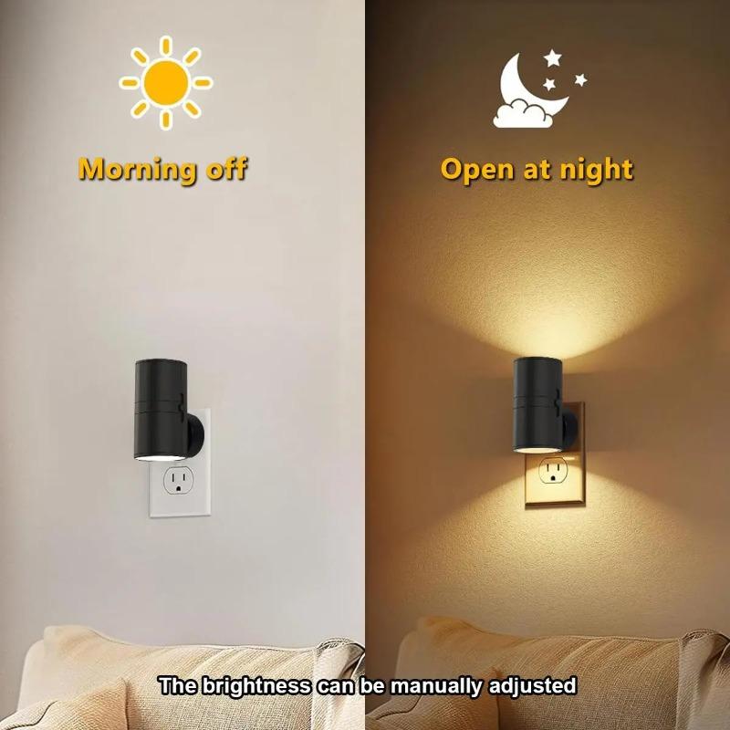 Plug-in LED Night Light Dimmable 3 Color Modes Auto On/Off Light Sensor Ultra Slim Nightlight for Bedroom Hallway Bathroom
