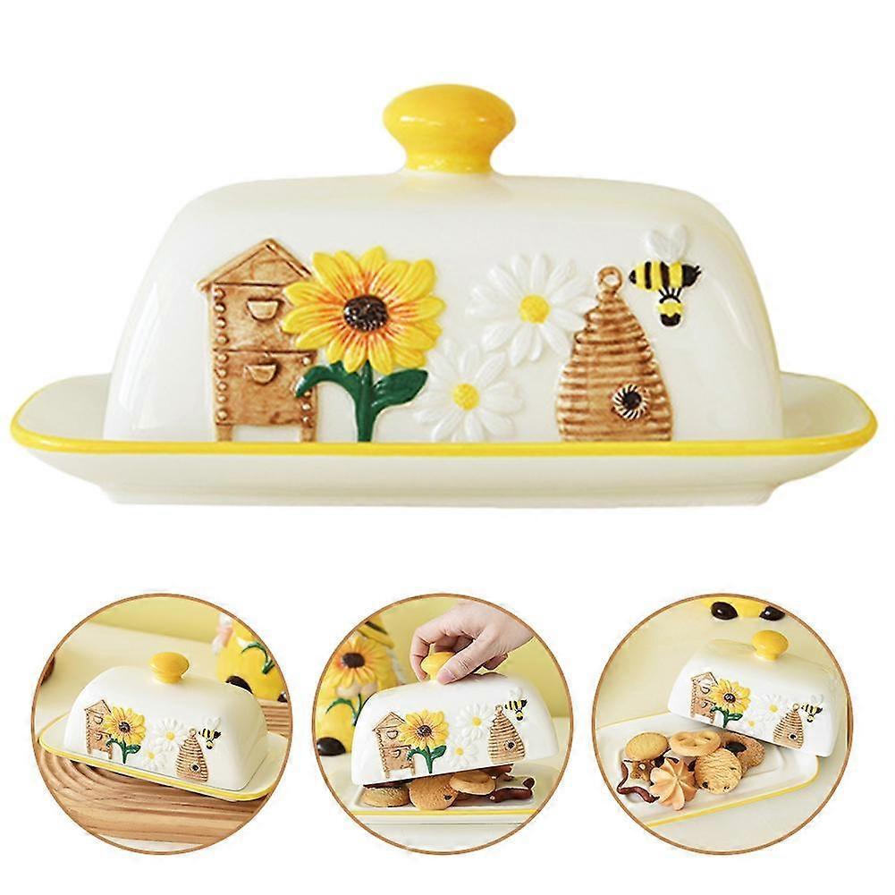 Spring Bee Sunflower Elf Ceramic Tableware Butter Plate Western Food