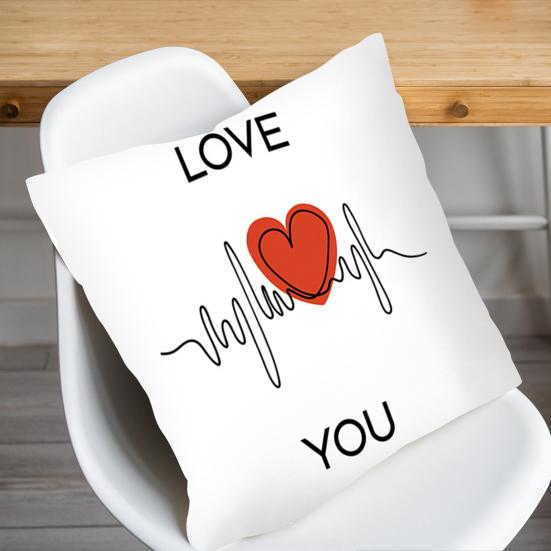 Husă de pernă excelentă pentru canapea Ziua Îndrăgostiților, decorativă, pătrată, cu imprimare cu litere de inimă de dragoste, pernă de pernă