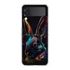 Phone Cover For Samsung Galaxy Z Flip 6 5 4 Case Transparent For Samsung Z Flip 3 Hard PC Foldable Shell Cute Graffiti Rabbit