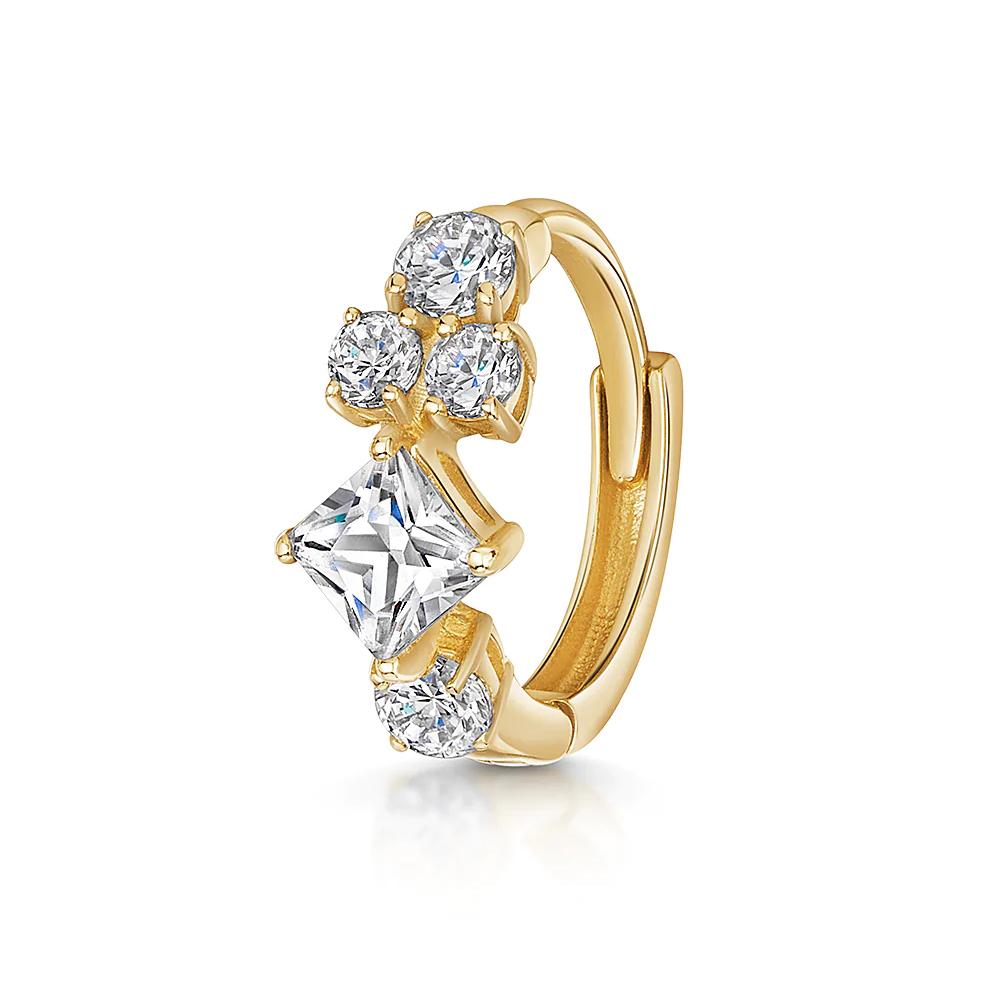 LENNIK 925 Silver Shiny Rhinestone Hoop Earrings For Women Single Cartilage Small Hoop Ear Bone Buckle Piercing Jewelry