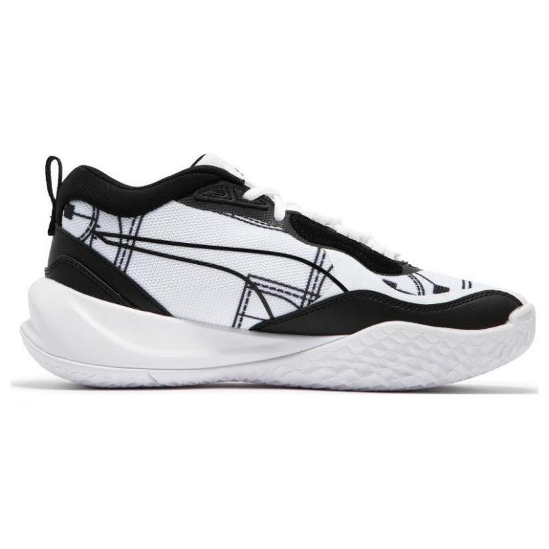 PUMA Playmaker Pro Courtside Unisex Non-slip Basketball Shoes Black White 378324-01