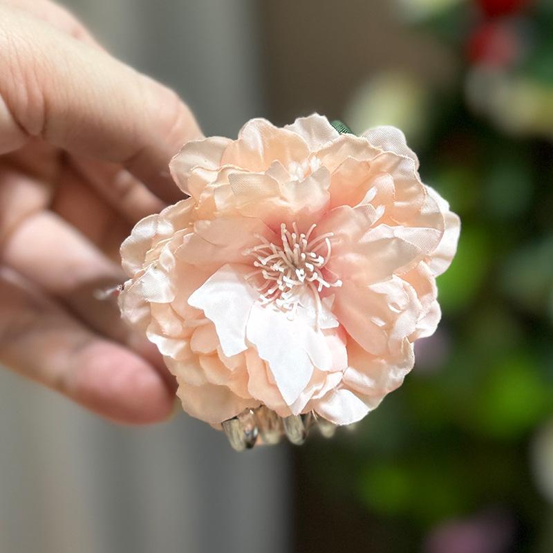 

Pink Rose Flower Clip Hair Spring Summer Bangs High Ponytail Meatball Accessory Broken
