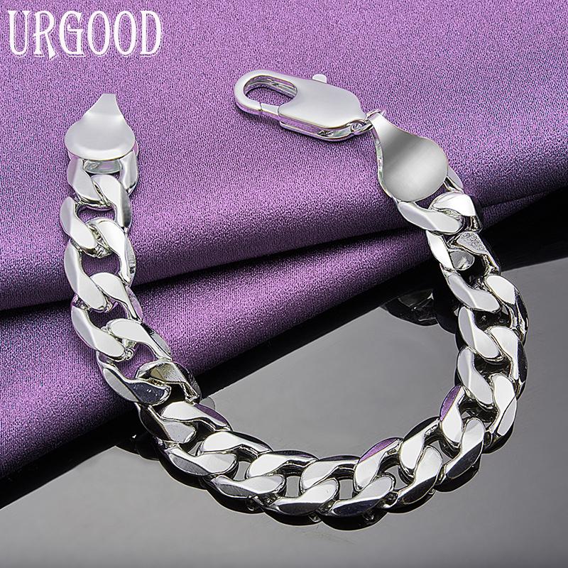 Modisches Armband aus 925er-Sterlingsilber mit 12 mm Seitenkette