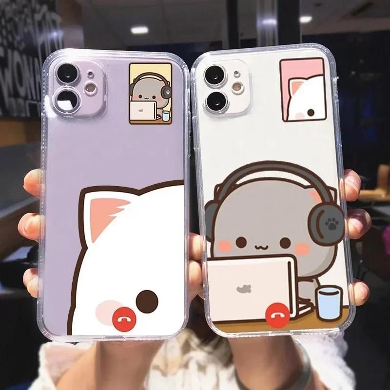 Funny Couple Cats Funda Phone Case For iPhone 17 16 15Pro Max 11 12 13 14Pro Plus Shockproof Coque Iphone Shell Bumper