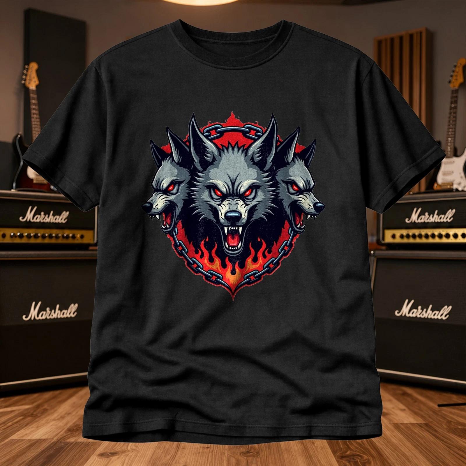 Underworld Three Headed Wolf T-Shirt Heavy Metal Gothic Biker Rock Band Graphic XXXL