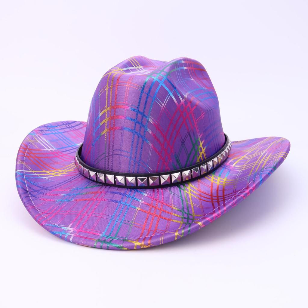 Halloween Party Line Symphony Western Style Cowboy Hat Colorful One-word Top Jazz Hat Men's and Women's Versatile Top Hat