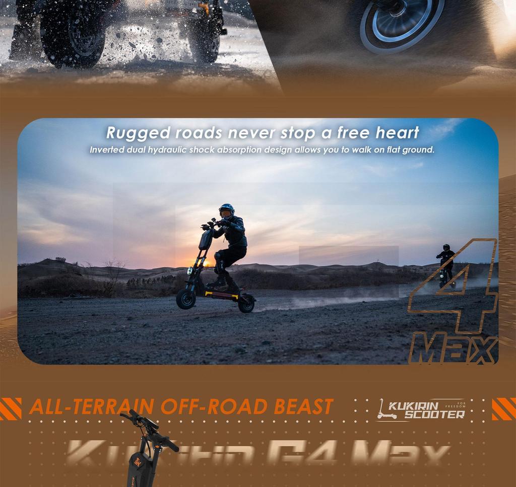 Elektroroller Faltbar Kukirin G4 Max 2000Wx2 Doppelmotor Höchstgeschwindigkeit 86Km/h 60V 35.2AH Maximale Reichweite 95Km Belastung 150Kg