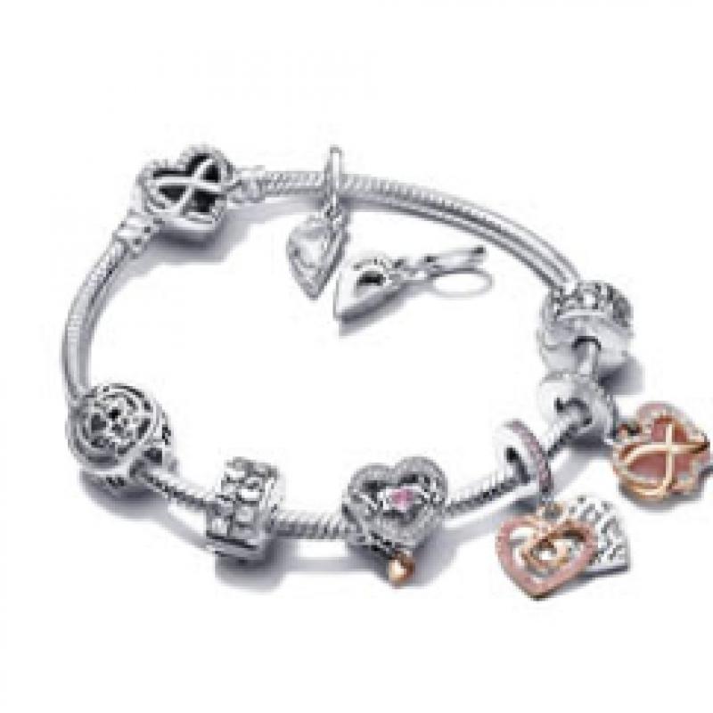 Pandora Moments Sparkling Infinity Heart Clasp Snake Chain Bracelet