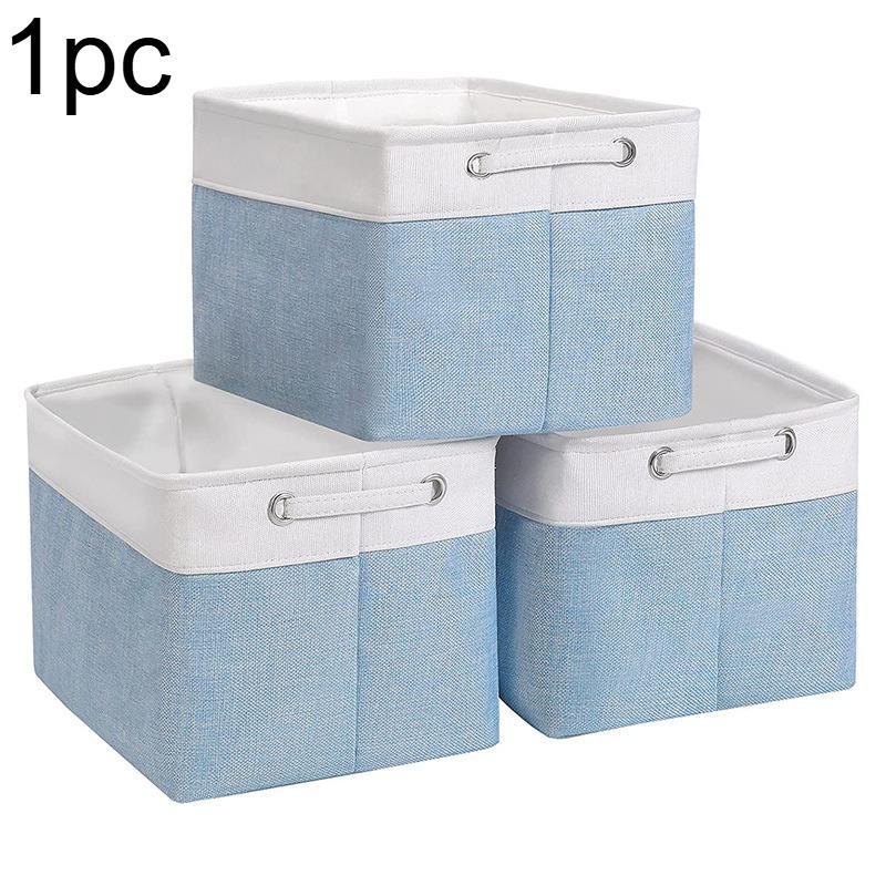 

1pc Foldable Linen Storage Bins with Handles, Sturdy Cubic Organizer for Home, Office, Closet (Simple Color Matching)