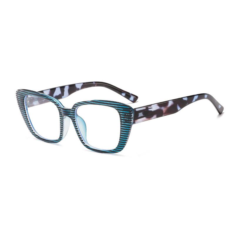 

Cat Eye Stripes Frame Hyperopic Photo-Gray Anti Blue Light Women Sunglasses Presbyopic Astigmatism Prescription Sight Glasses Single Version&1.56&Anti Blue Ray синій