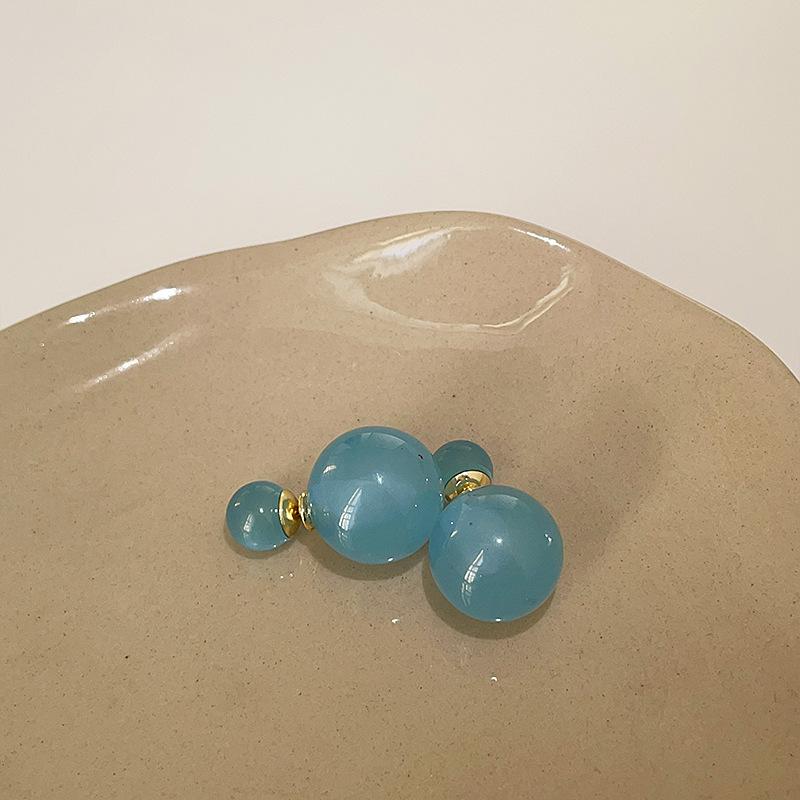 

Серьги-гвоздики с шариками из смолы цвета дофамина, женские, в стиле Гонконга, ретро, элегантность, индивидуальность, мода, темперамент, серьги